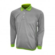 Textured Long Sleeve Honeycombed Polo Tee 