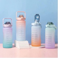 2L Large Capacity Gradient Water Bottle With Straw