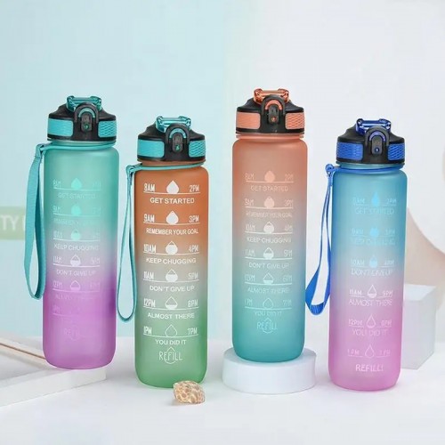 32oz Motivational BPA Free Tritan Plastic Sports Drink Water Bottle