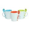 Dual Colour Ceramic Mug with Spoon (310ml)