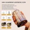 450 ML Glass Tumbler with Lid, Straw and Protective Anti-Slip Leather Sleeve