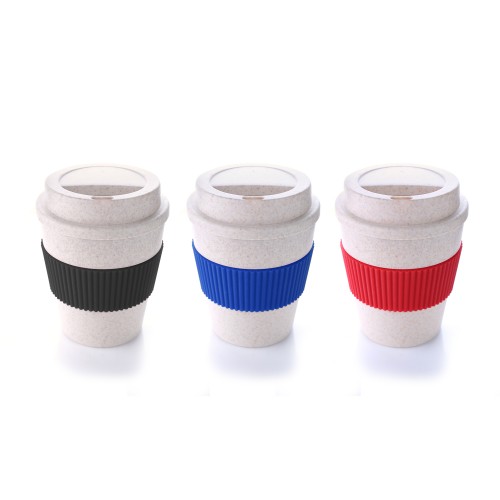 BAMBOO FIBRE COFFEE MUG WITH COLOUR SLEEVE