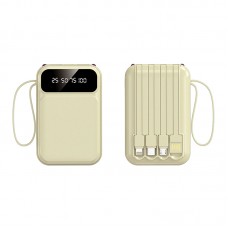 10000mAh POWERBANK with 4 x DETACHABLE CABLE + 2 x USB PORT 2.1A Fast Charge - 2 x LED Torch Light Vibrant & Compact Size