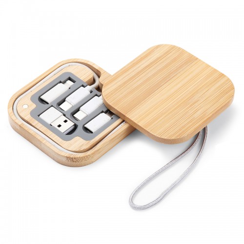 60W Fast Charging Cable Wooden Storage Box