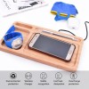 Bamboo desk organiser wireless charger