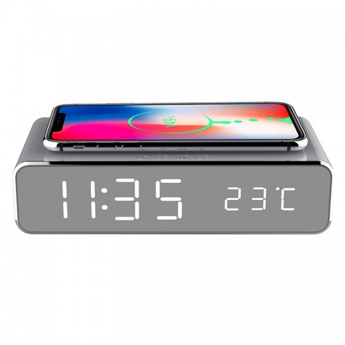 Digital Alarm Clock with Wireless Charger