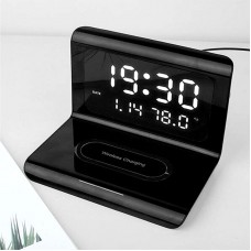 LED Alarm Clock with Wireless Charging