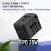 PD35W Quick Charge Double USB C-Ports Multi-national Universal Travel Adapter