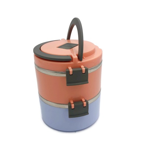 ROUND THERMOS TIFFIN STAINLESS STEEL LUNCH BOX