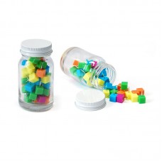 Cube Shape Push Pin in Glass Jar