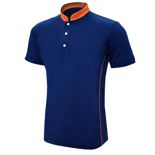 Mandarin Collar Short Sleeve Polo Shirt